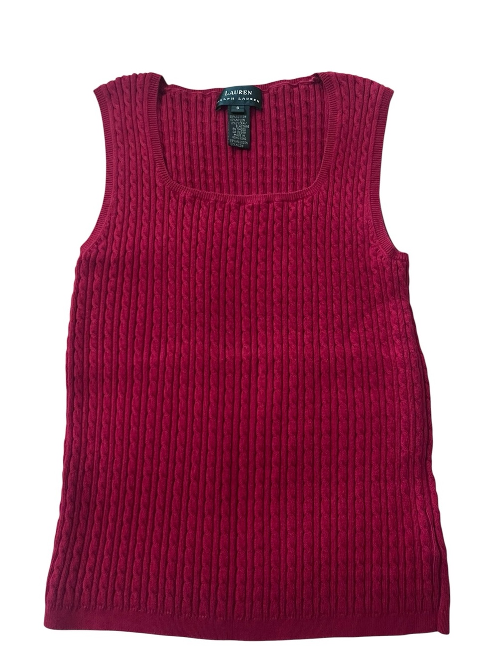 Lauren Ralph Lauren Deep Berry Cable Knit Tank